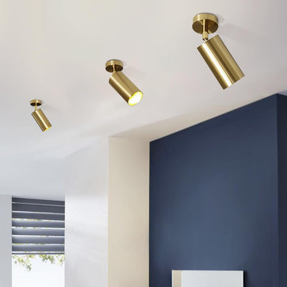 Adjustable Brass Spotlight Ceiling Light | Swivel GU10 Track Head Fixture for Kitchen, Hallway & Living Room | Modern Minimalist Gold