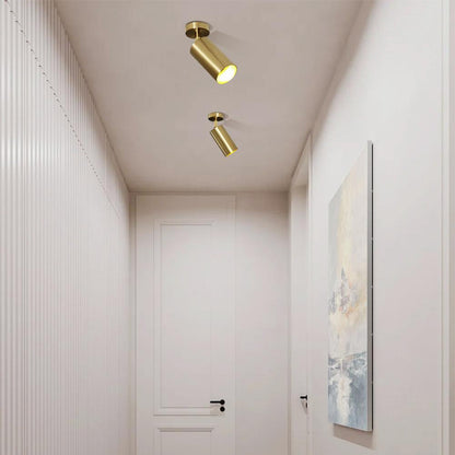 Adjustable Brass Spotlight Ceiling Light | Swivel GU10 Track Head Fixture for Kitchen, Hallway & Living Room | Modern Minimalist Gold