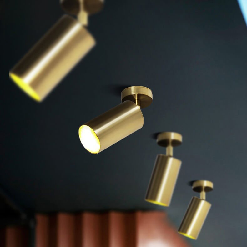 Adjustable Brass Spotlight Ceiling Light | Swivel GU10 Track Head Fixture for Kitchen, Hallway & Living Room | Modern Minimalist Gold