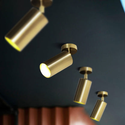 Adjustable Brass Spotlight Ceiling Light | Swivel GU10 Track Head Fixture for Kitchen, Hallway & Living Room | Modern Minimalist Gold