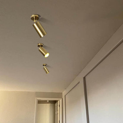 Adjustable Brass Spotlight Ceiling Light | Swivel GU10 Track Head Fixture for Kitchen, Hallway & Living Room | Modern Minimalist Gold