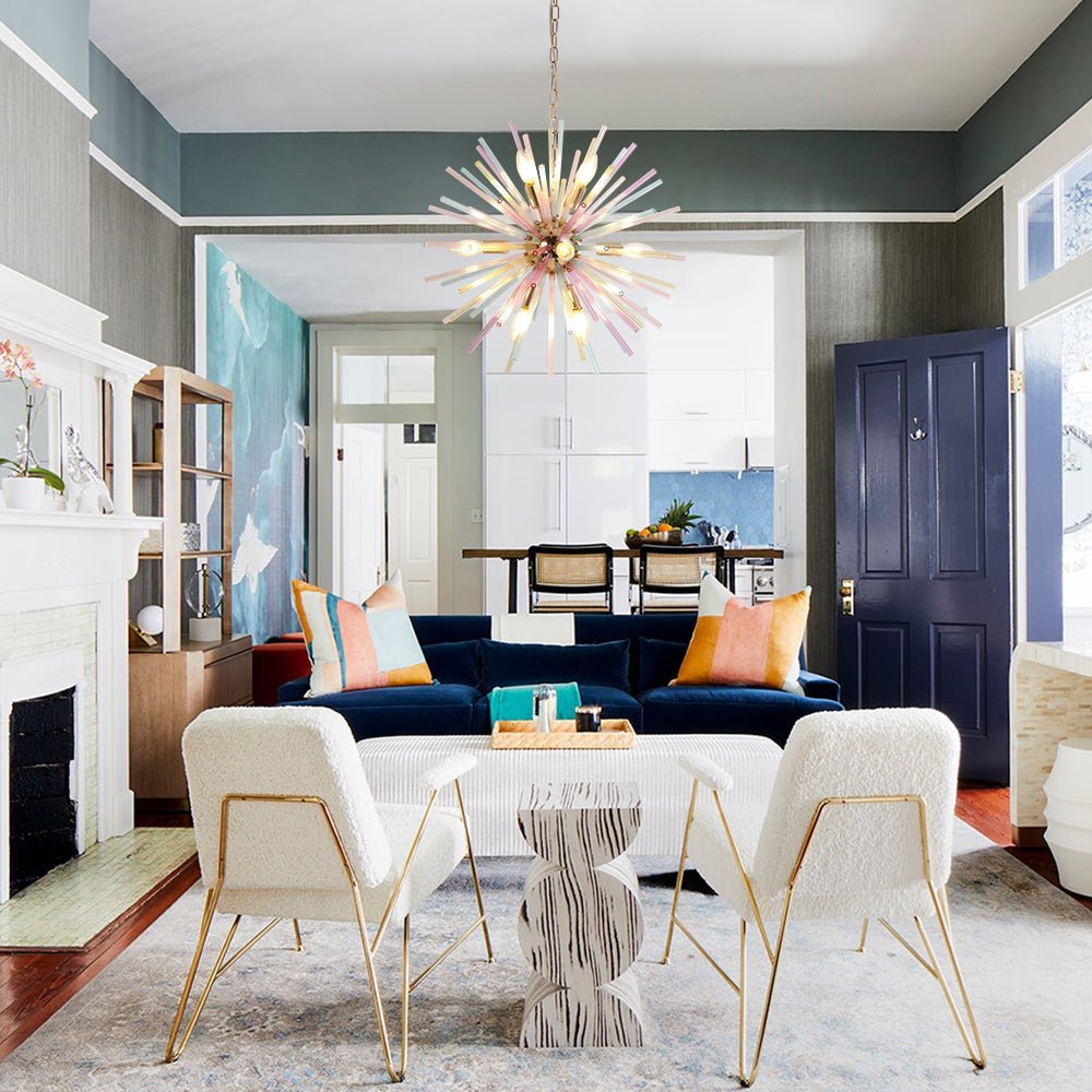 22-Inch Multi-Color Sputnik Ceiling Light with Adjustable 79-Inch Cord Dimmable Brass Fixture for Dining Room Living Room Entryway Modern St