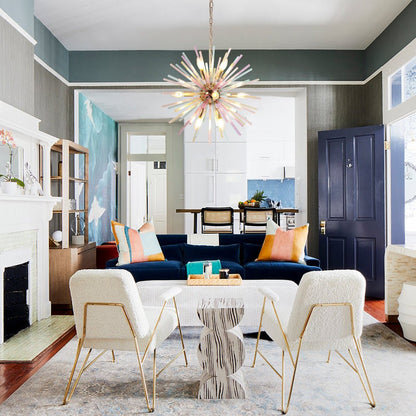 22-Inch Multi-Color Sputnik Ceiling Light with Adjustable 79-Inch Cord Dimmable Brass Fixture for Dining Room Living Room Entryway Modern St