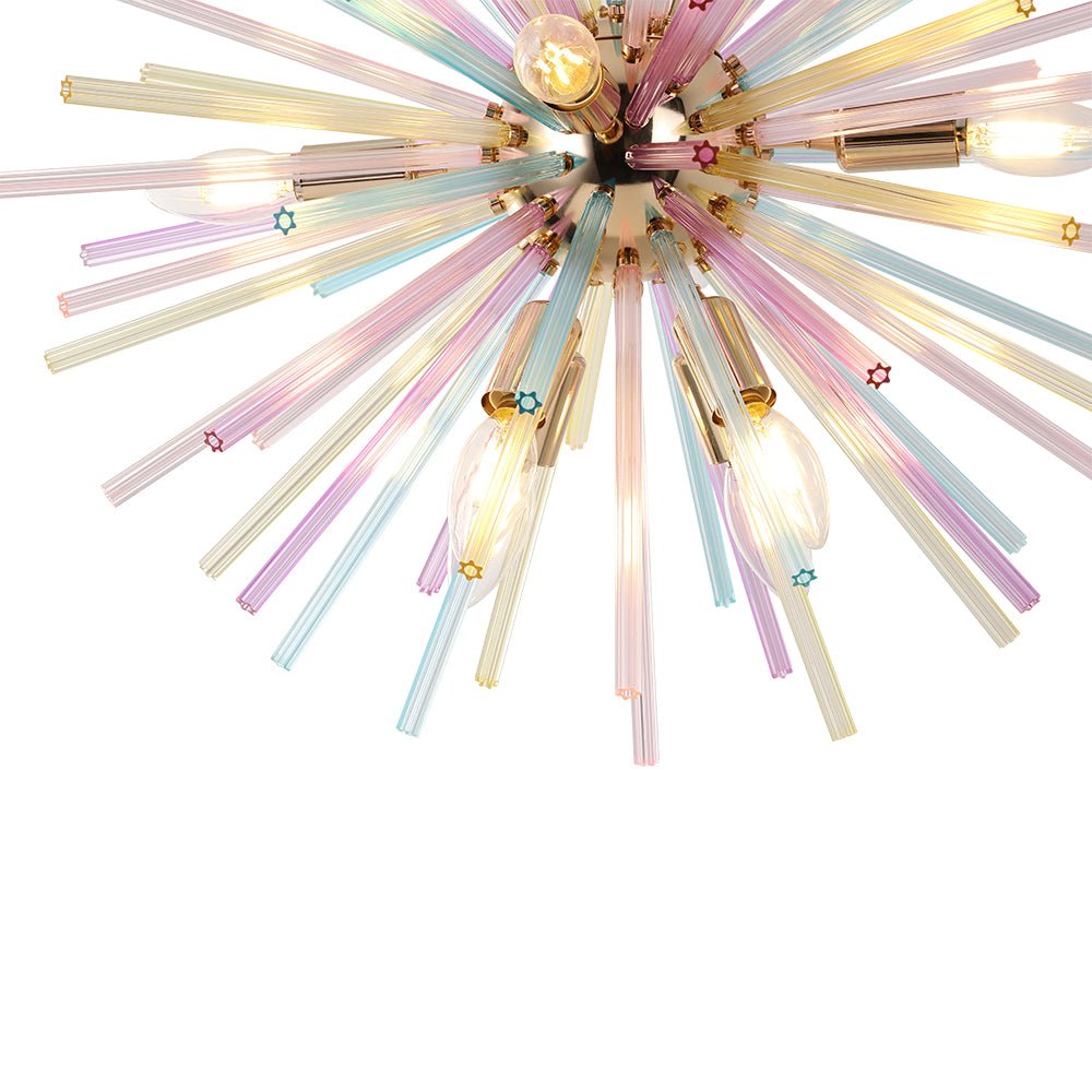 22-Inch Multi-Color Sputnik Ceiling Light with Adjustable 79-Inch Cord Dimmable Brass Fixture for Dining Room Living Room Entryway Modern St