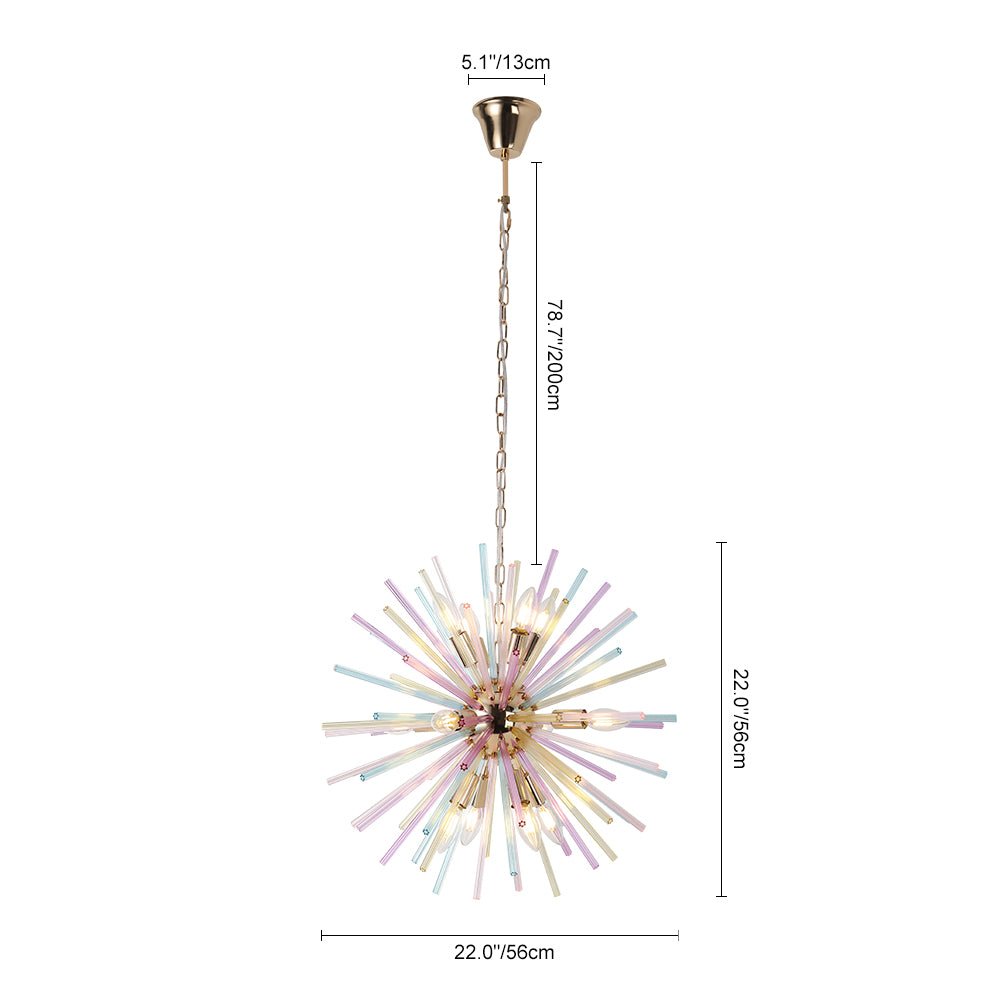 22-Inch Multi-Color Sputnik Ceiling Light with Adjustable 79-Inch Cord Dimmable Brass Fixture for Dining Room Living Room Entryway Modern St