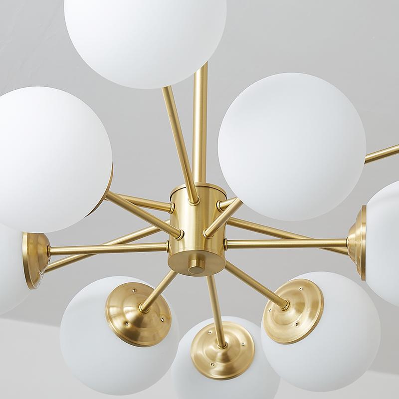Dual-Tier Chandelier with 12 Opal Glass Globes in Brass Finish – 35 in Wide Statement Fixture for Dining Rooms, Living Spaces & Entryways