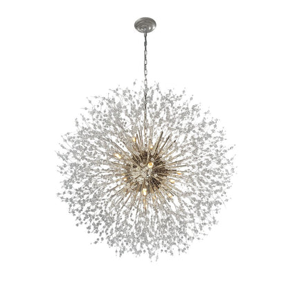 39-Inch Starburst Pendant Fixture 20-Light Acrylic Crystal Metal Frame Dining Room Entryway Brass Chrome Adjustable Chain Ceiling Light G9 L