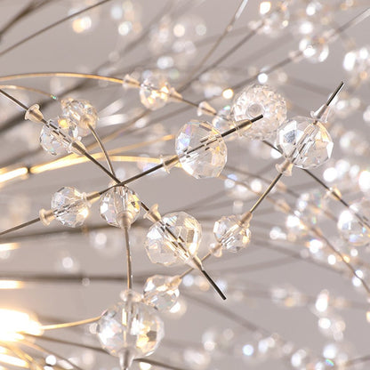 39-Inch Starburst Pendant Fixture 20-Light Acrylic Crystal Metal Frame Dining Room Entryway Brass Chrome Adjustable Chain Ceiling Light G9 L