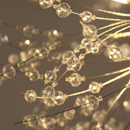 39-Inch Starburst Pendant Fixture 20-Light Acrylic Crystal Metal Frame Dining Room Entryway Brass Chrome Adjustable Chain Ceiling Light G9 L