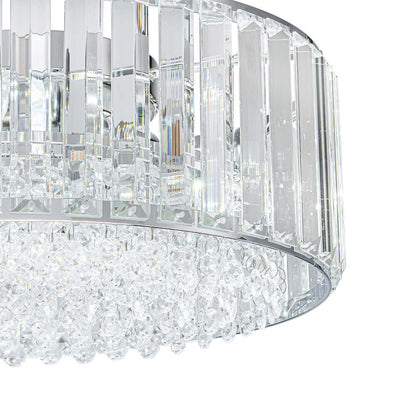 Flush Mount Light Fixture Crystal Accents 3-Bulb Dimmable 14 in Diameter Low Profile for Bedroom Hallway Entry Modern Overhead Lighting Meta
