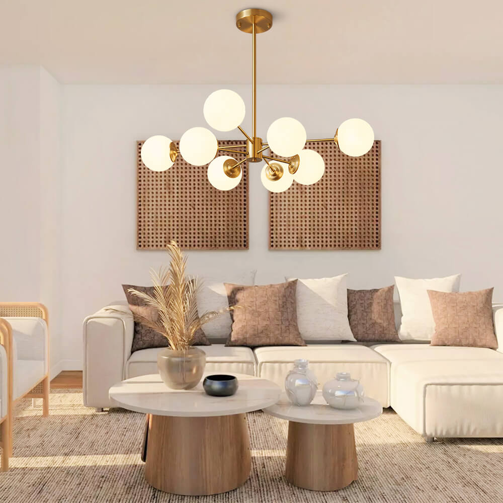Multi-Globe Pendant Light with Adjustable Height 35 in Wide Opal Glass Ceiling Fixture for Dining Room Kitchen Island Living Room Dimmable H