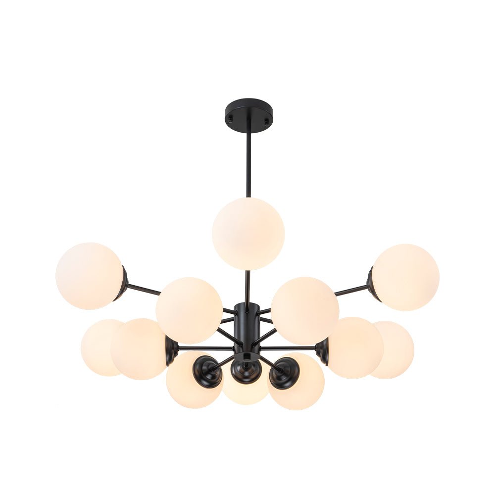 Multi-Globe Pendant Light with Adjustable Height 35 in Wide Opal Glass Ceiling Fixture for Dining Room Kitchen Island Living Room Dimmable H