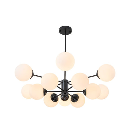 Multi-Globe Pendant Light with Adjustable Height 35 in Wide Opal Glass Ceiling Fixture for Dining Room Kitchen Island Living Room Dimmable H