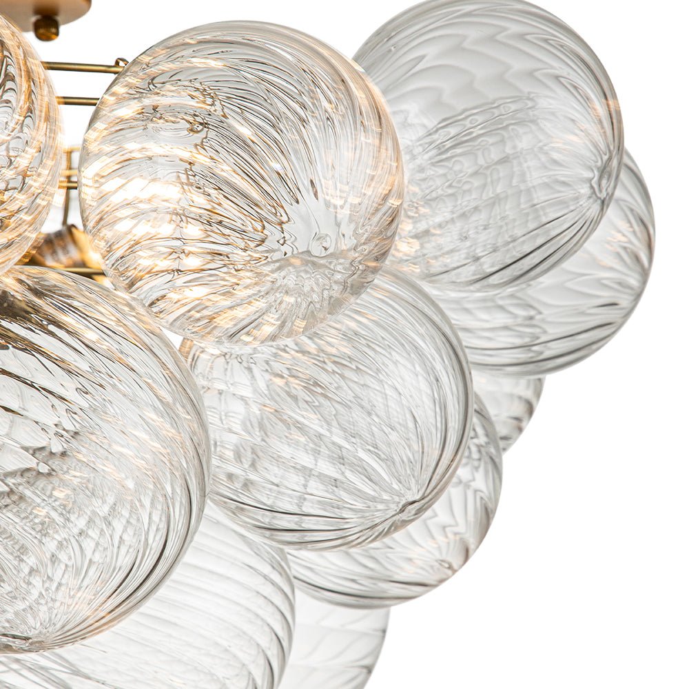 Three-Globe Semi-Flush Mount Light Fixture 21 in Textured Glass Spheres for Bathroom Bedroom Living Room Ambient Overhead Lighting E14 Socke
