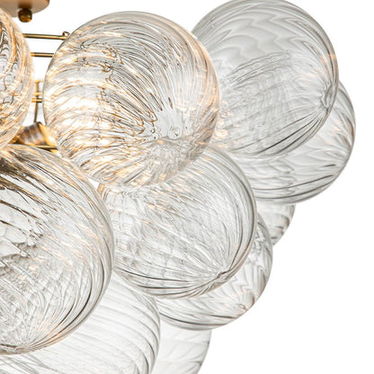 Three-Globe Semi-Flush Mount Light Fixture 21 in Textured Glass Spheres for Bathroom Bedroom Living Room Ambient Overhead Lighting E14 Socke
