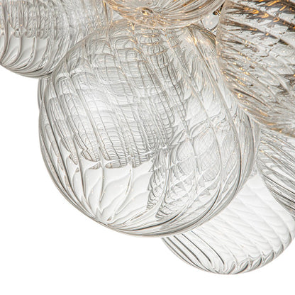 Three-Globe Semi-Flush Mount Light Fixture 21 in Textured Glass Spheres for Bathroom Bedroom Living Room Ambient Overhead Lighting E14 Socke
