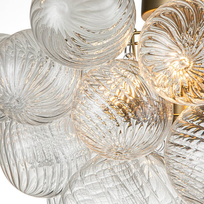 Three-Globe Semi-Flush Mount Light Fixture 21 in Textured Glass Spheres for Bathroom Bedroom Living Room Ambient Overhead Lighting E14 Socke