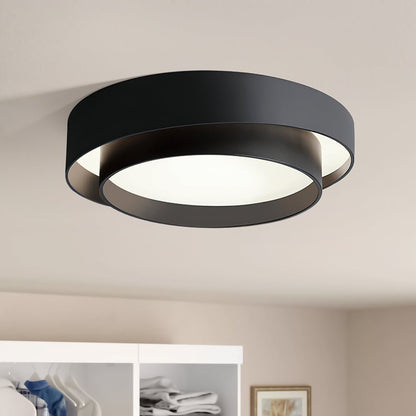 LED Flush Mount Ceiling Light 15 inch Round Metal Low Profile Fixture for Bedrooms Living Rooms Kitchens 1260 Lumens Energy Efficient Contem