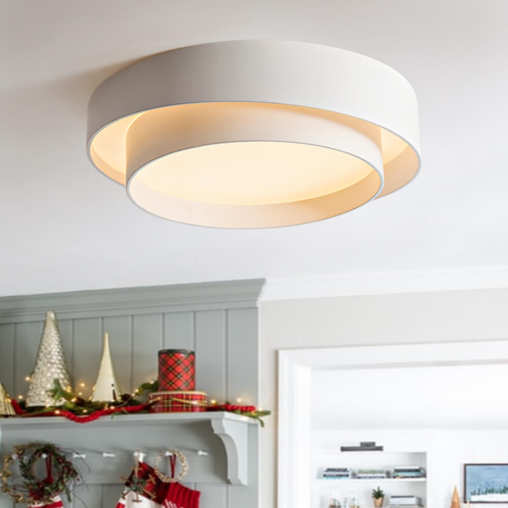 LED Flush Mount Ceiling Light 15 inch Round Metal Low Profile Fixture for Bedrooms Living Rooms Kitchens 1260 Lumens Energy Efficient Contem