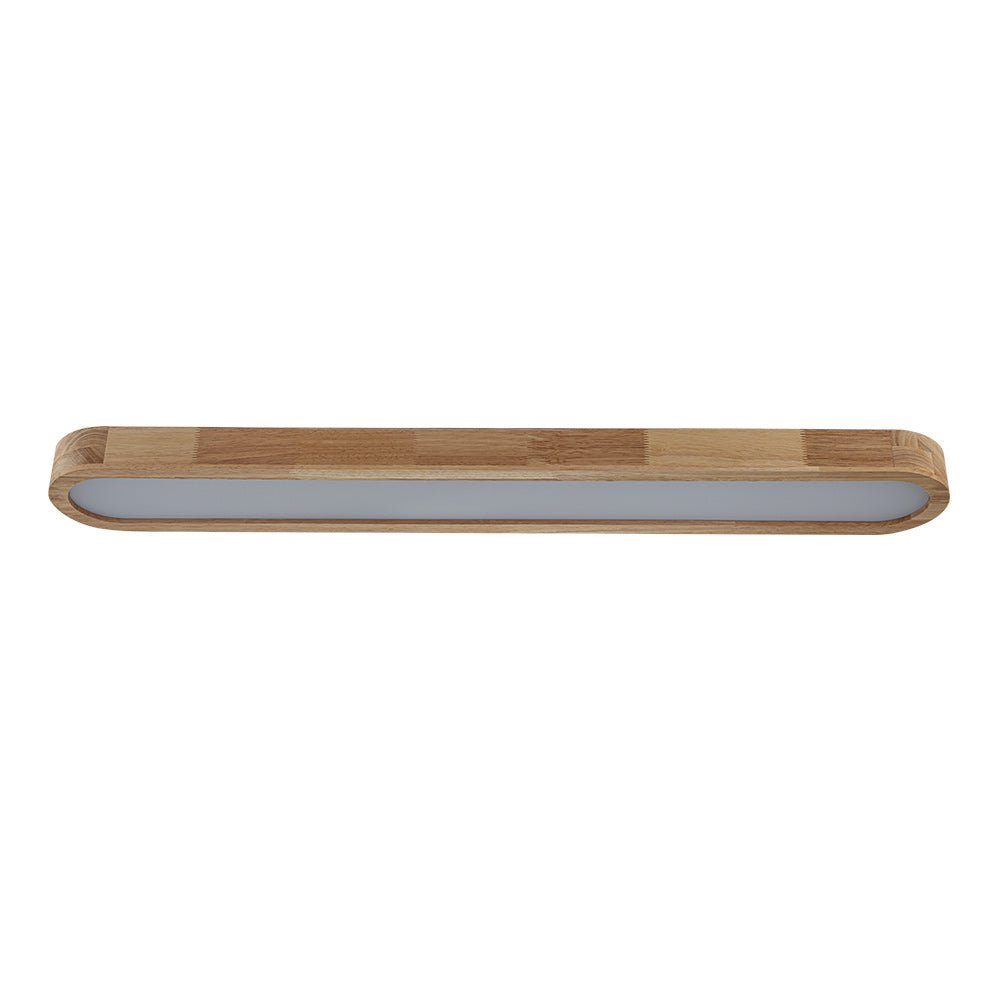 Oval LED Flush Mount Ceiling Light with Wood-Look Frame 37 in Dimmable Kitchen & Living Room Remote Fixture