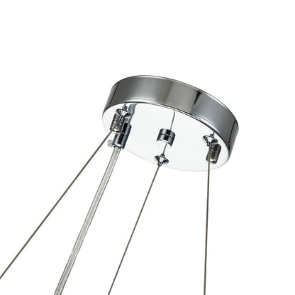 Round Chrome Fixture with Faceted Accents 20-Inch 6-Socket Adjustable Hanging Lamp for Foyer Dining Living Room Kitchen