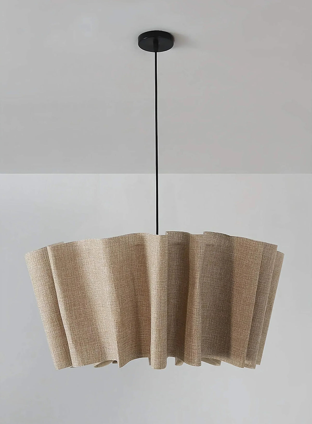 Lámpara colgante de tambor de tela de 16 pulgadas, color blanco y topo, casquillo E27, luminaria contemporánea para comedor o dormitorio, lámpara de techo suspendida con difusor suave