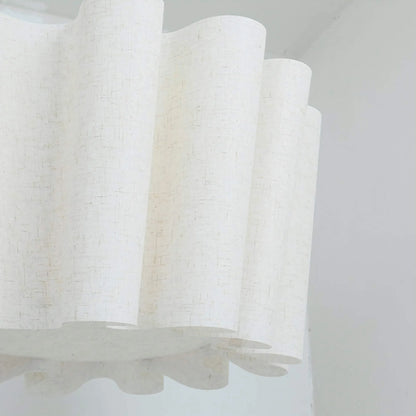 Lámpara colgante de tambor de tela de 16 pulgadas, color blanco y topo, casquillo E27, luminaria contemporánea para comedor o dormitorio, lámpara de techo suspendida con difusor suave