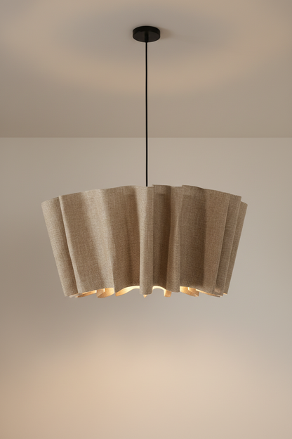 Lámpara colgante de tambor de tela de 16 pulgadas, color blanco y topo, casquillo E27, luminaria contemporánea para comedor o dormitorio, lámpara de techo suspendida con difusor suave