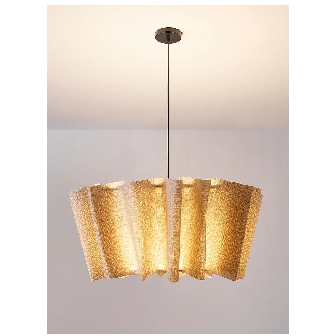 Lámpara colgante de tambor de tela de 16 pulgadas, color blanco y topo, casquillo E27, luminaria contemporánea para comedor o dormitorio, lámpara de techo suspendida con difusor suave