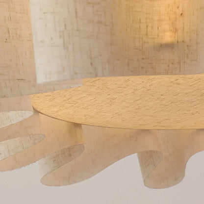 Lámpara colgante de tambor de tela de 16 pulgadas, color blanco y topo, casquillo E27, luminaria contemporánea para comedor o dormitorio, lámpara de techo suspendida con difusor suave