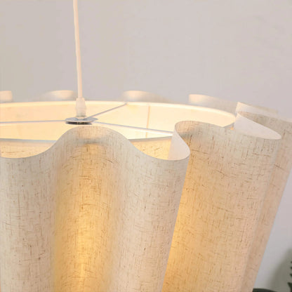 Lámpara colgante de tambor de tela de 16 pulgadas, color blanco y topo, casquillo E27, luminaria contemporánea para comedor o dormitorio, lámpara de techo suspendida con difusor suave