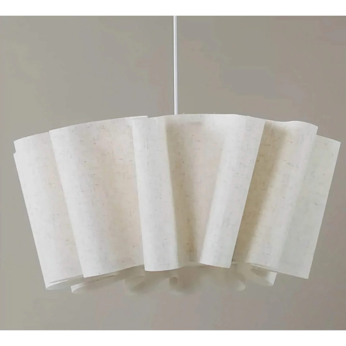 Lámpara colgante de tambor de tela de 16 pulgadas, color blanco y topo, casquillo E27, luminaria contemporánea para comedor o dormitorio, lámpara de techo suspendida con difusor suave