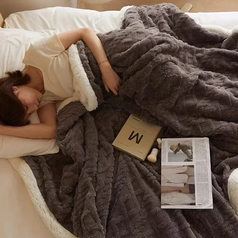 Reversible Sherpa Fleece Throw Blanket – Plush Double-Sided Winter Bedding for Couch, Bed & Sofa
