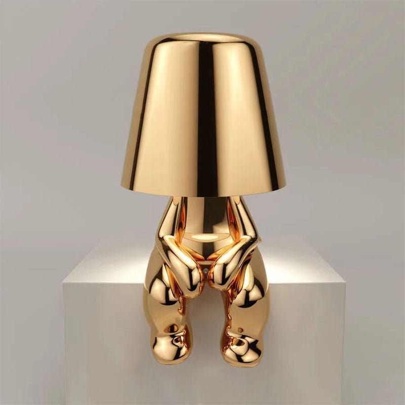Rechargeable Touch Desk Lamp Gold Metal Cordless LED Reading Light for Nightstand Bedroom Study 7 Inch Sculptural Design Portable Task Light