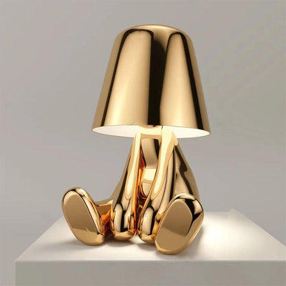 Sculptural Figure Desk Lamp USB Rechargeable LED Touch Control Gold Iron Adjustable for Office Study Reading Bedroom Nightstand Table Home D