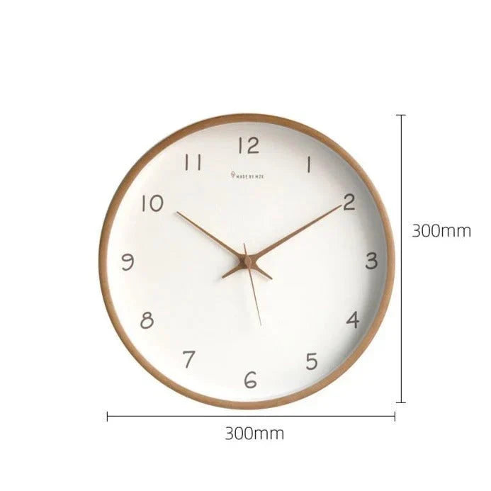 Natural Wood Round Analog Wall Clock – Silent Sweep Movement – Modern Minimalist Timepiece for Living Room, Bedroom, Kitchen, Office – 10