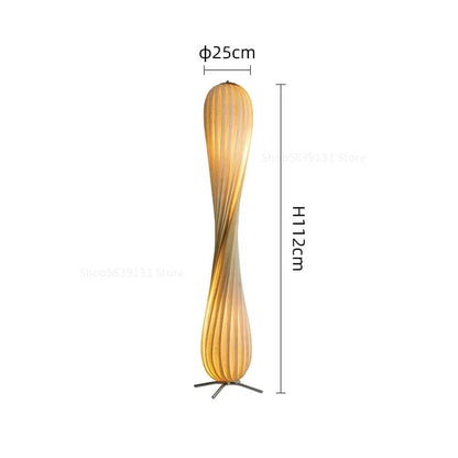 Twisted Wood Standing Lamp Natural Birch 47 in Sculptural LED Light for Bedroom Living Room Modern Minimalist Ambient Lighting