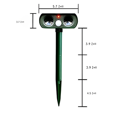 Outdoor Motion-Activated Solar Animal Repeller 26–33ft Range Weatherproof Ultrasonic Deterrent for Yard Garden Patio