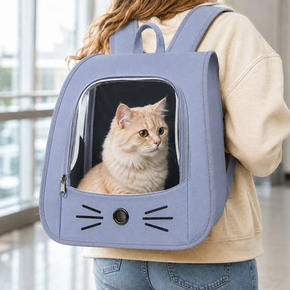 Ortekor Transparent Cat Backpack Carrier for Travel & Vet Visits - Breathable, Roomy Pet Backpack for More Comfortable Trips