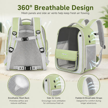 Ortekor Transparent Cat Backpack Carrier for Travel & Vet Visits - Breathable, Roomy Pet Backpack for More Comfortable Trips