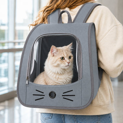 Ortekor Transparent Cat Backpack Carrier for Travel & Vet Visits - Breathable, Roomy Pet Backpack for More Comfortable Trips