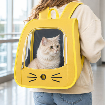 Ortekor Transparent Cat Backpack Carrier for Travel & Vet Visits - Breathable, Roomy Pet Backpack for More Comfortable Trips