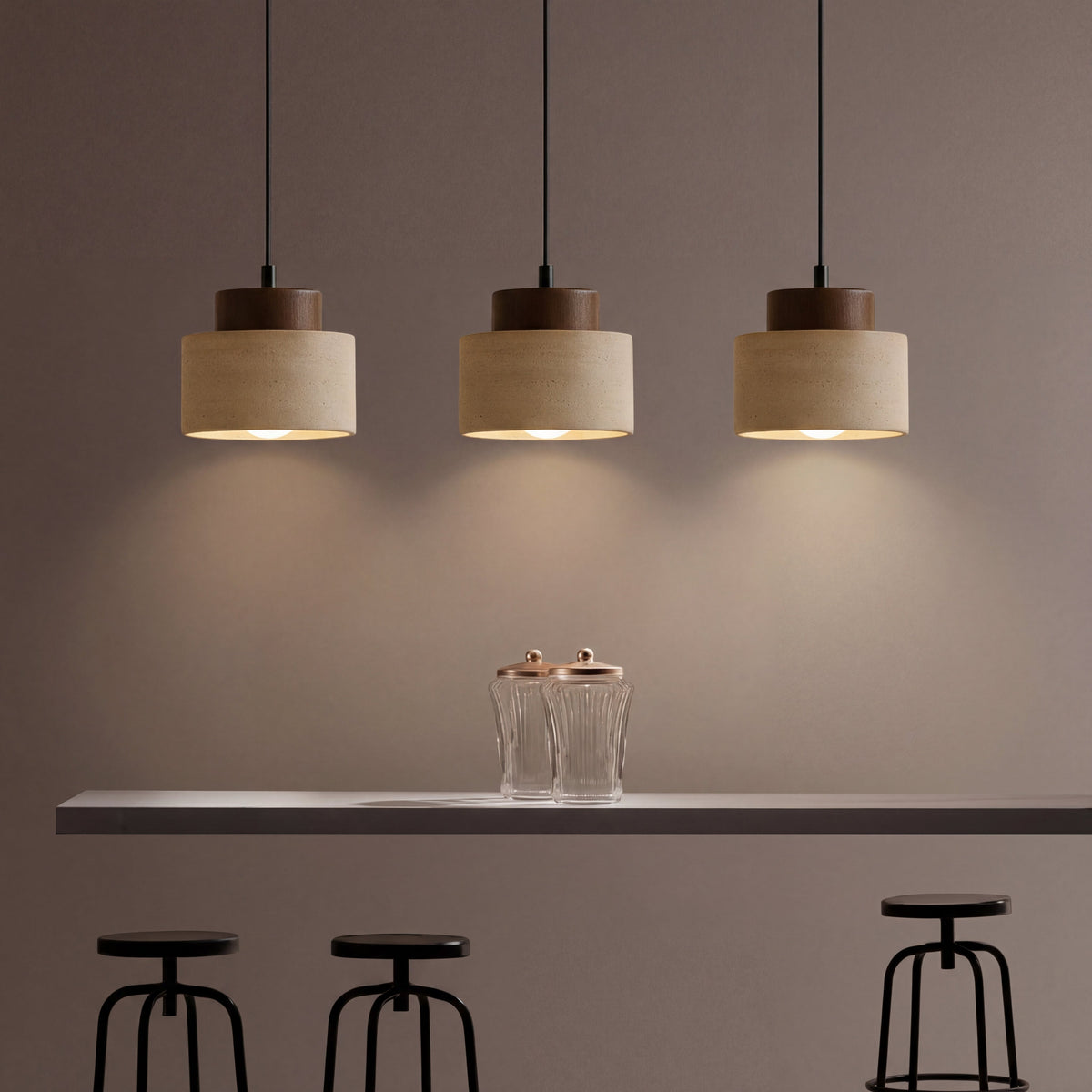 Travertine Stone Pendant Light – Adjustable Wabi-Sabi Ceiling Fixture for Kitchen Island, Dining Room & Living Room – Warm LED Lighting