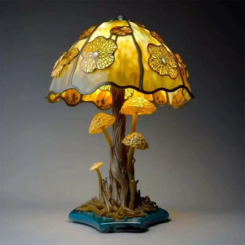Resin Mushroom Accent Lamp 220-240V Colorful Ambient Glow for Nursery Bedroom Living Room Meditation Space Indoor Decorative Mood Light Stai