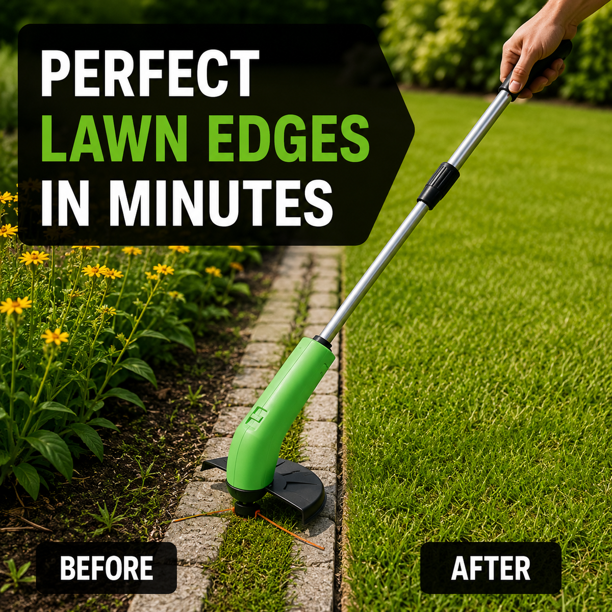 Battery-Powered Handheld Lawn Edger Compact Garden Tool for Trimming Grass Edges Pathways Borders Adjustable Lightweight Yard Maintenance