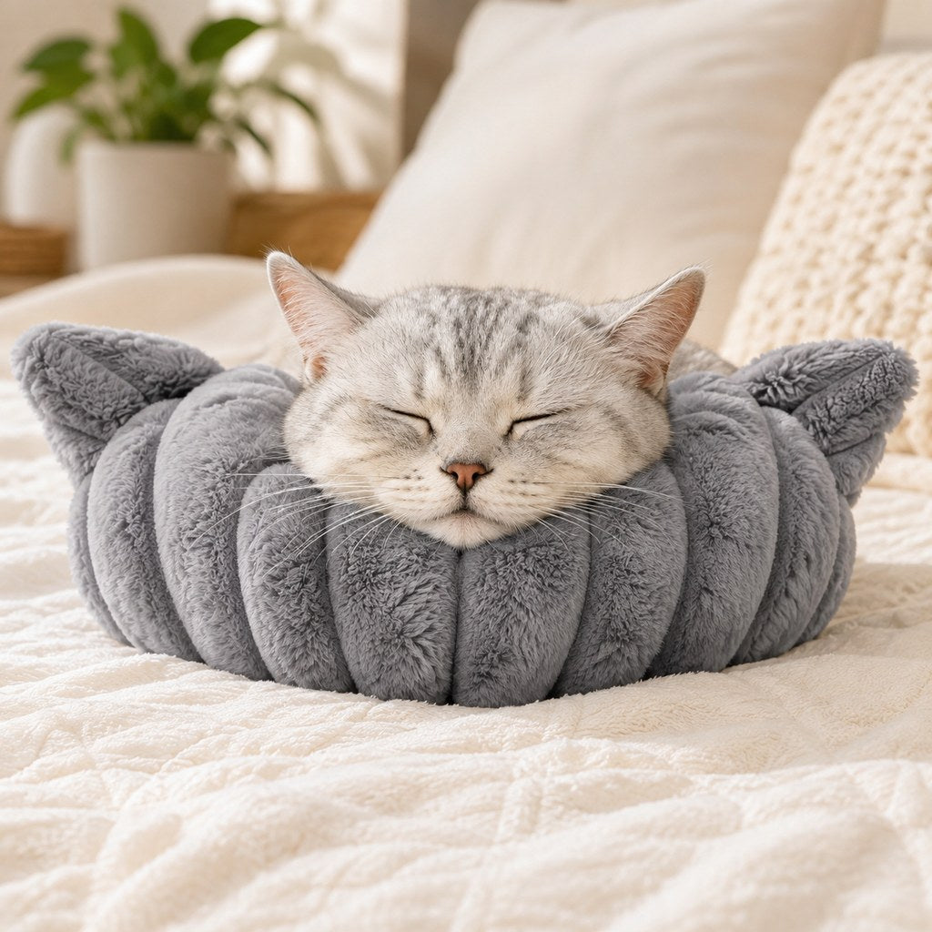Ortekor Cozy U-Shaped Pet Neck Pillow for Cats & Small Dogs – Soft Plush Sleeping Support Cushion for Comfortable Naps at Home & Travel