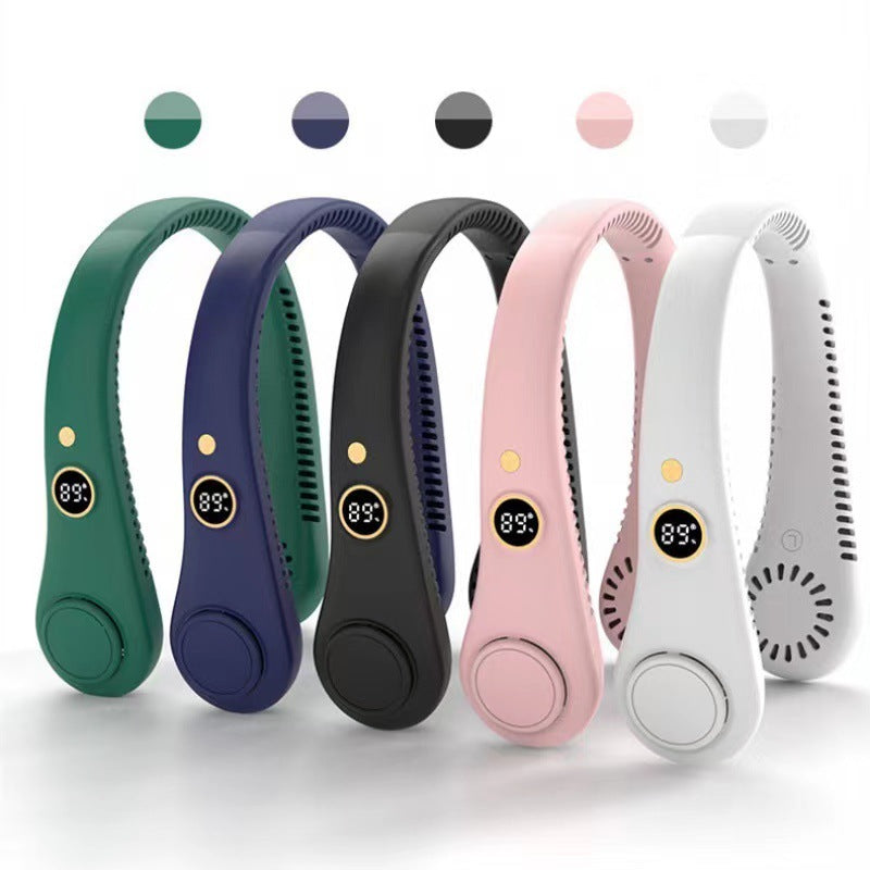 Hands-Free Wearable Personal Neck Fan with 5 Speeds and Dual Bladeless Air Vents for Outdoor Sports Hiking Gym Running Travel Summer Heat