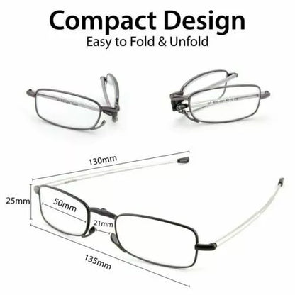 Compact Folding Reading Glasses with Protective Case – Unisex Pocket Readers for Men & Women, Travel-Friendly Foldable Eyeglasses
