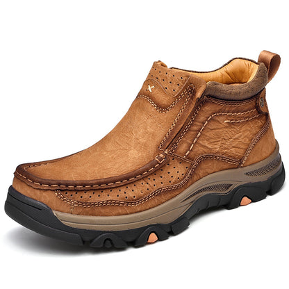 Leather High-Top Ankle Boot Orthopedic Arch Support Walking Sneakers for Men & Women | Posture Correcting Slip-On Athletic Footwear