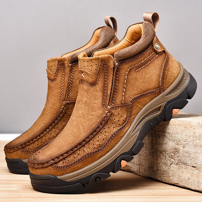Leather High-Top Ankle Boot Orthopedic Arch Support Walking Sneakers for Men & Women | Posture Correcting Slip-On Athletic Footwear